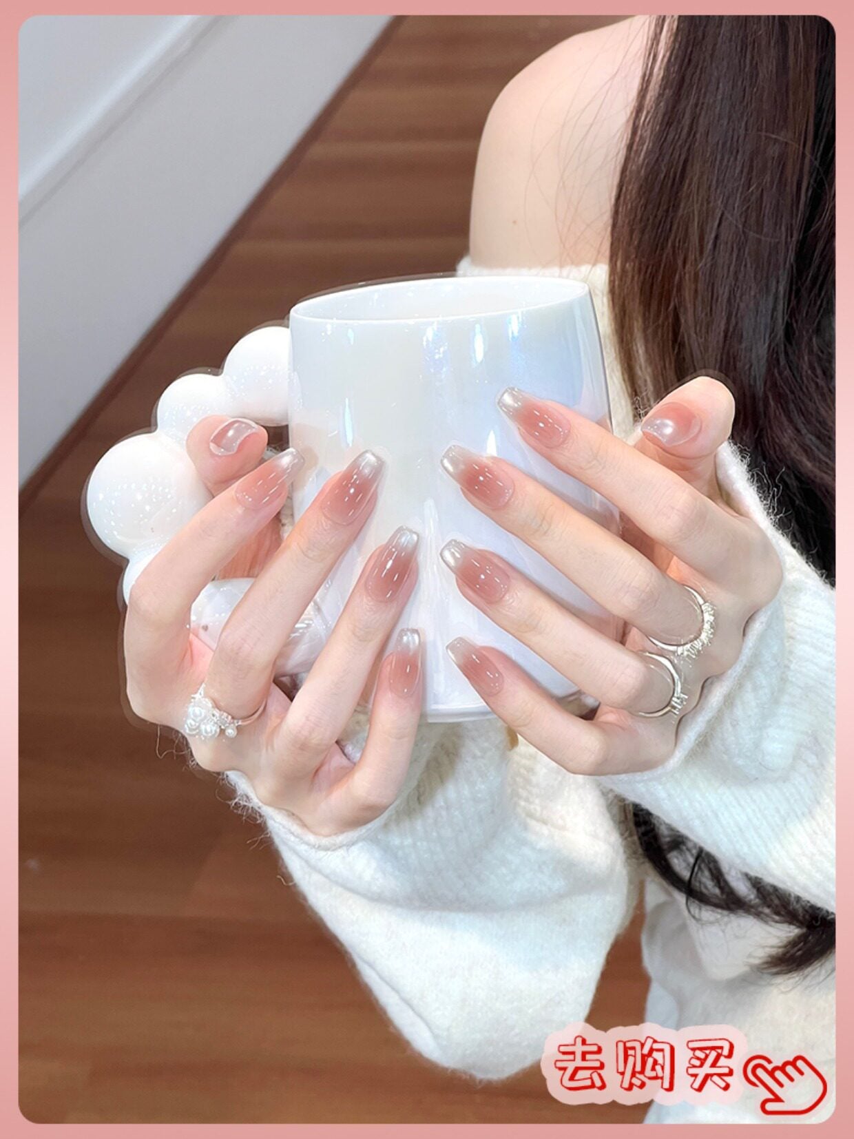 Nail Art: 2026 New Arrival—Luxurious Mid-Length Butterfly Cat-Eye Design, Handcrafted
