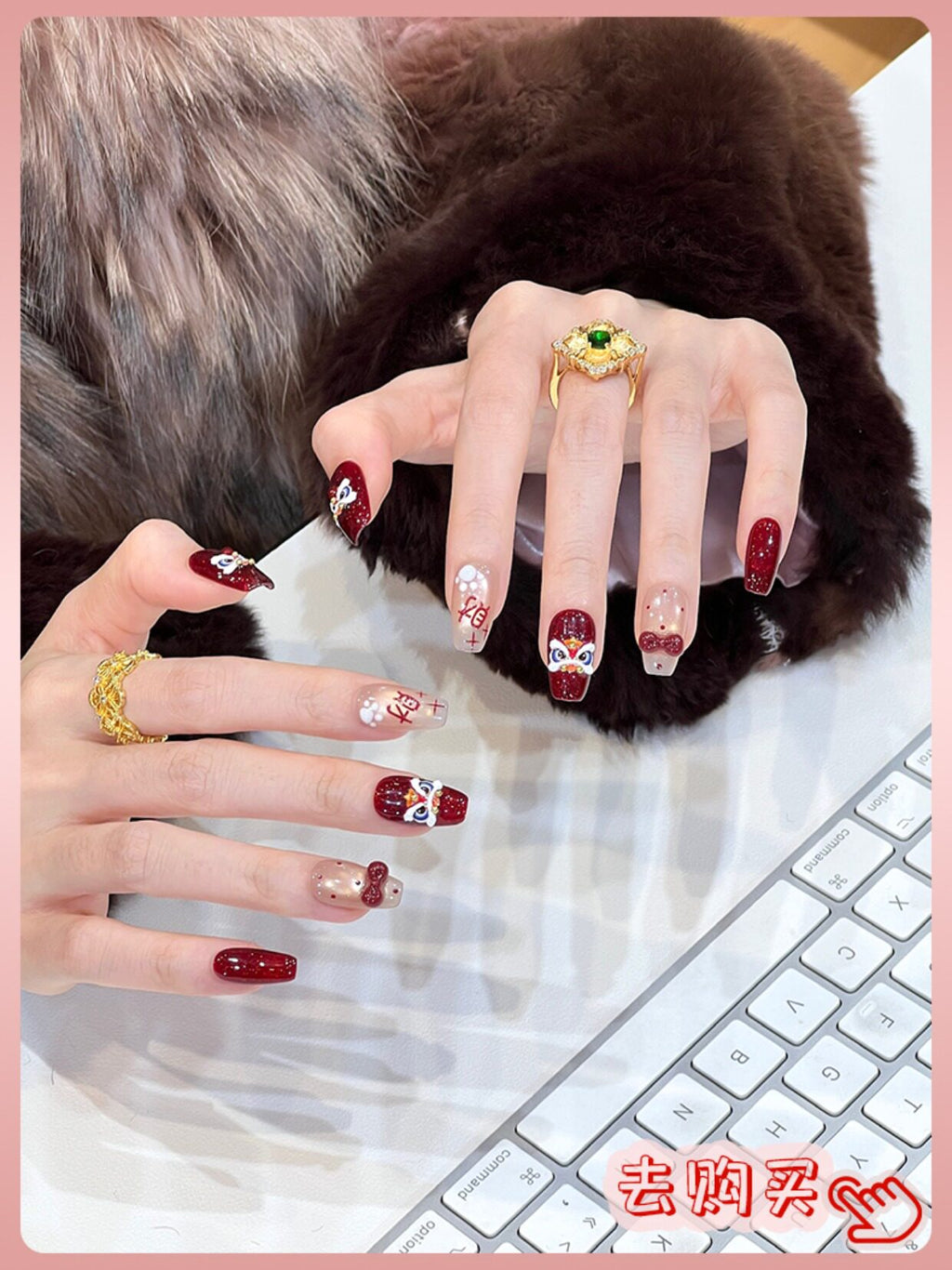 Nail Art: 2026 New Arrival—Luxurious Mid-Length Butterfly Cat-Eye Design, Handcrafted