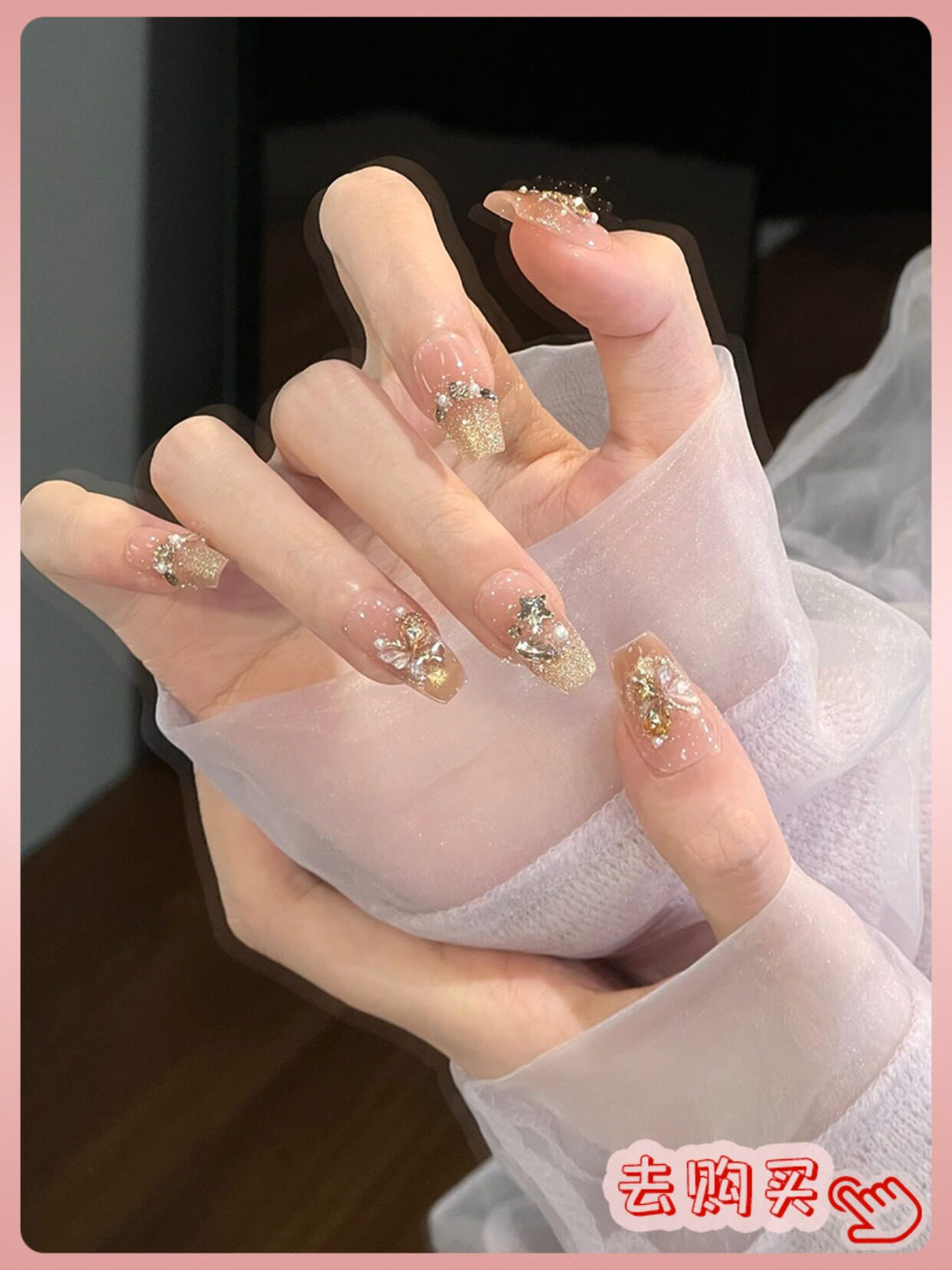 Nail Art: 2026 New Arrival—Luxurious Mid-Length Butterfly Cat-Eye Design, Handcrafted