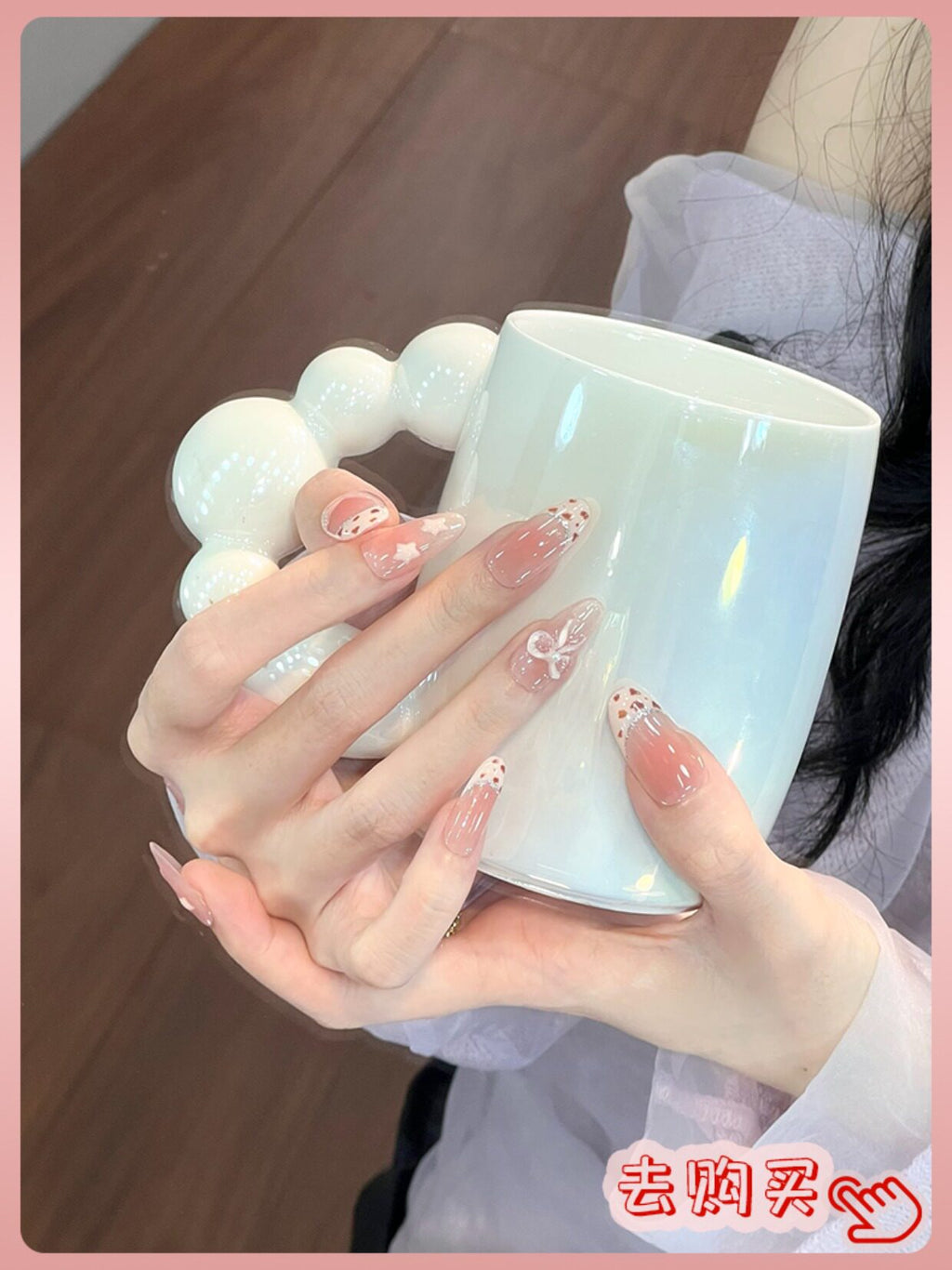 Nail Art: 2026 New Arrival—Luxurious Mid-Length Butterfly Cat-Eye Design, Handcrafted