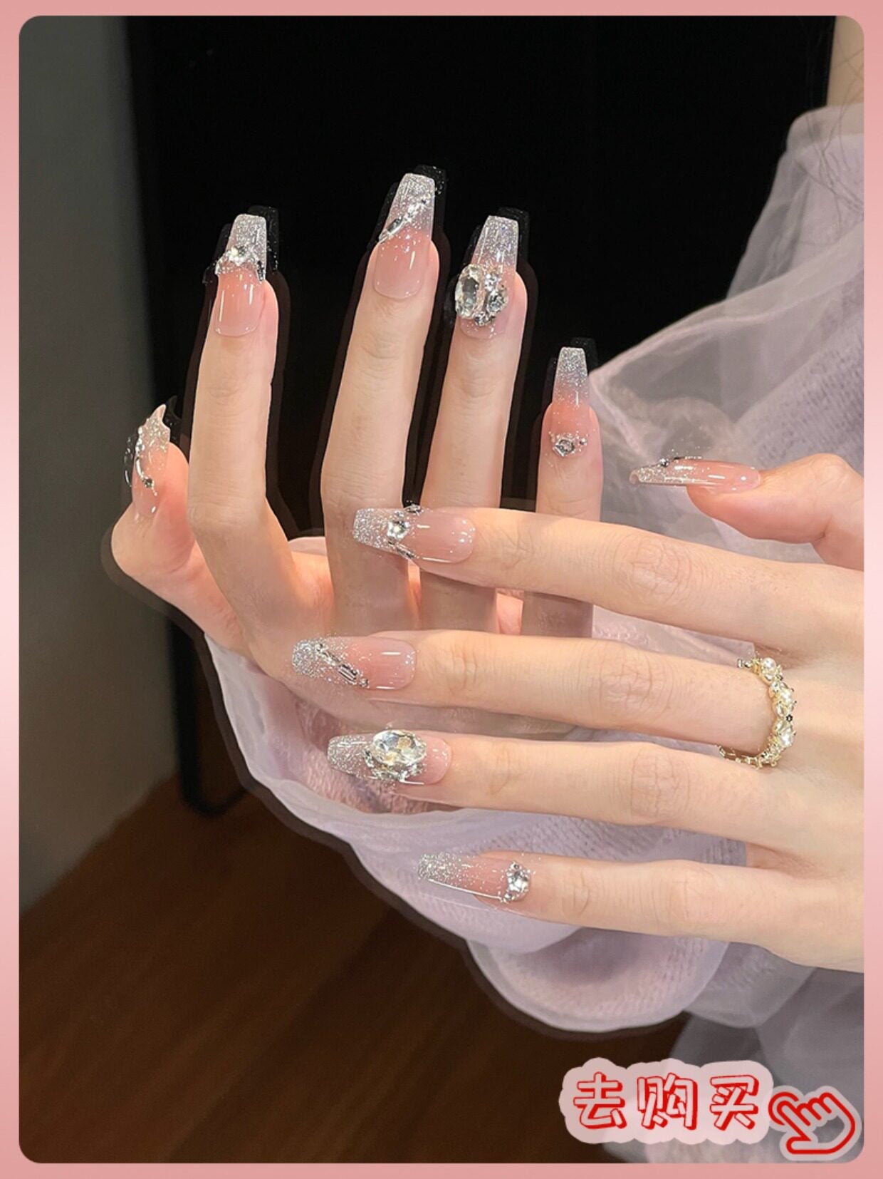 Nail Art: 2026 New Arrival—Luxurious Mid-Length Butterfly Cat-Eye Design, Handcrafted