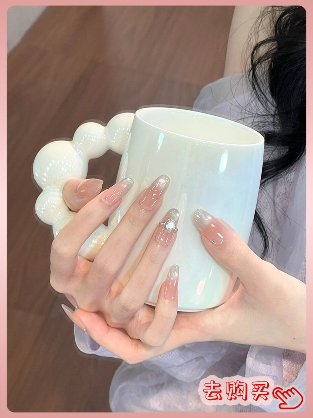 Nail Art: 2026 New Arrival—Luxurious Mid-Length Butterfly Cat-Eye Design, Handcrafted