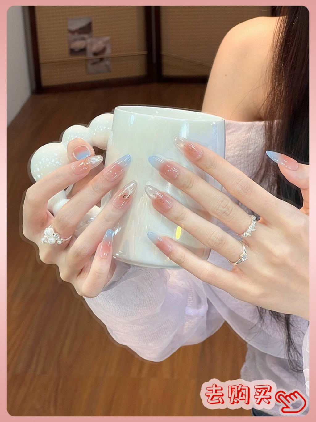 Nail Art: 2026 New Arrival—Luxurious Mid-Length Butterfly Cat-Eye Design, Handcrafted