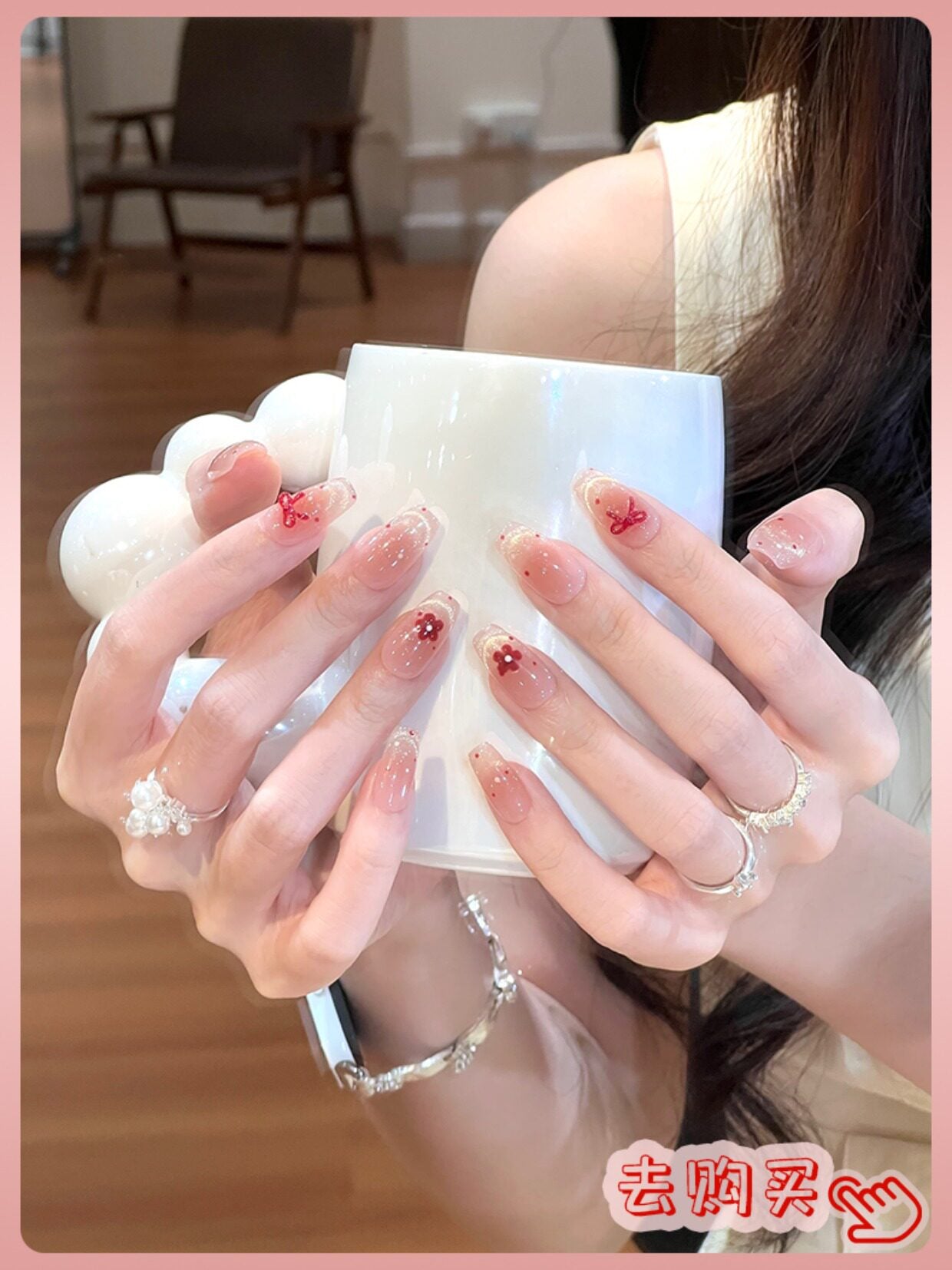 Nail Art: 2026 New Arrival—Luxurious Mid-Length Butterfly Cat-Eye Design, Handcrafted