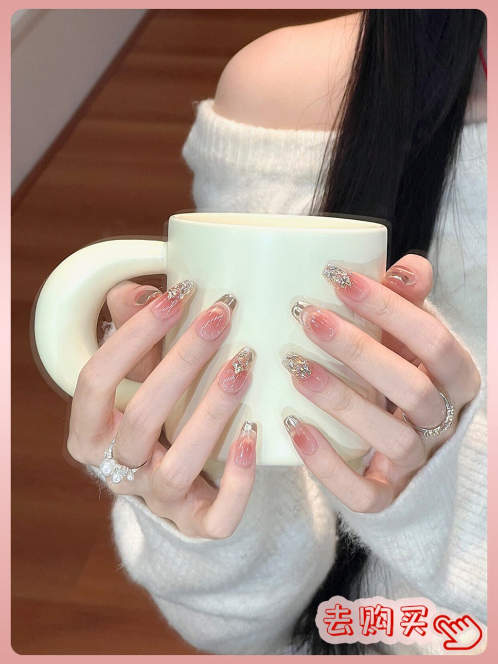 Nail Art: 2026 New Arrival—Luxurious Mid-Length Butterfly Cat-Eye Design, Handcrafted
